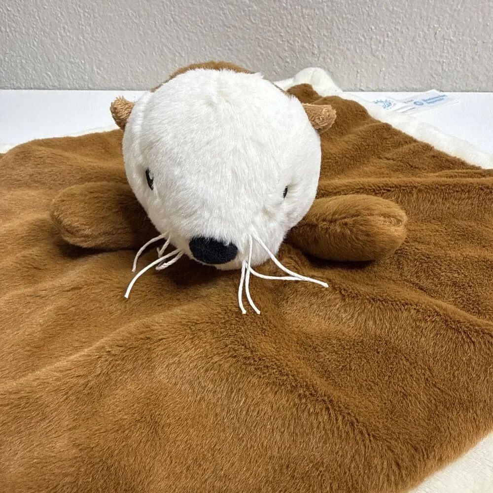 Monterey Bay Aquarium Baby Blanket Lovey Tan Otter Animal Plush Small 12